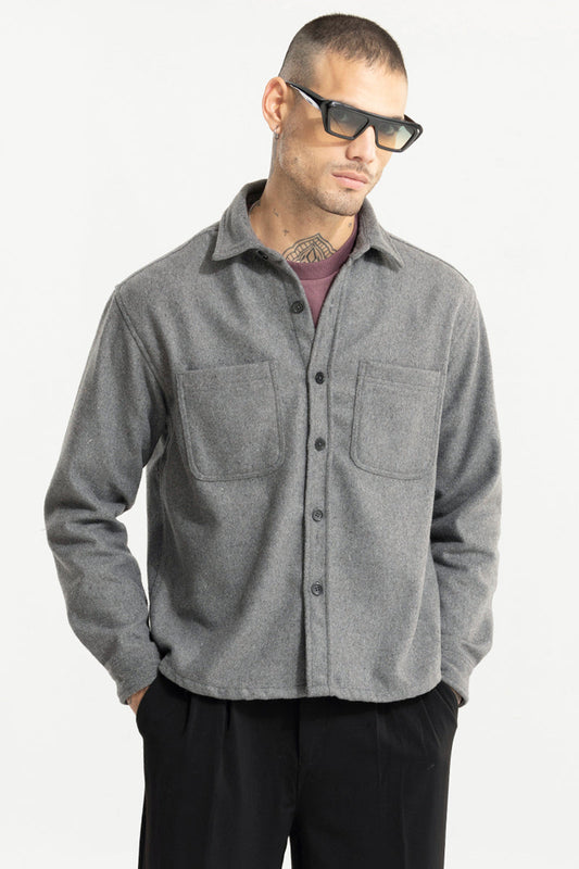 Inferno Ash Grey Wool Overshirt | Relove