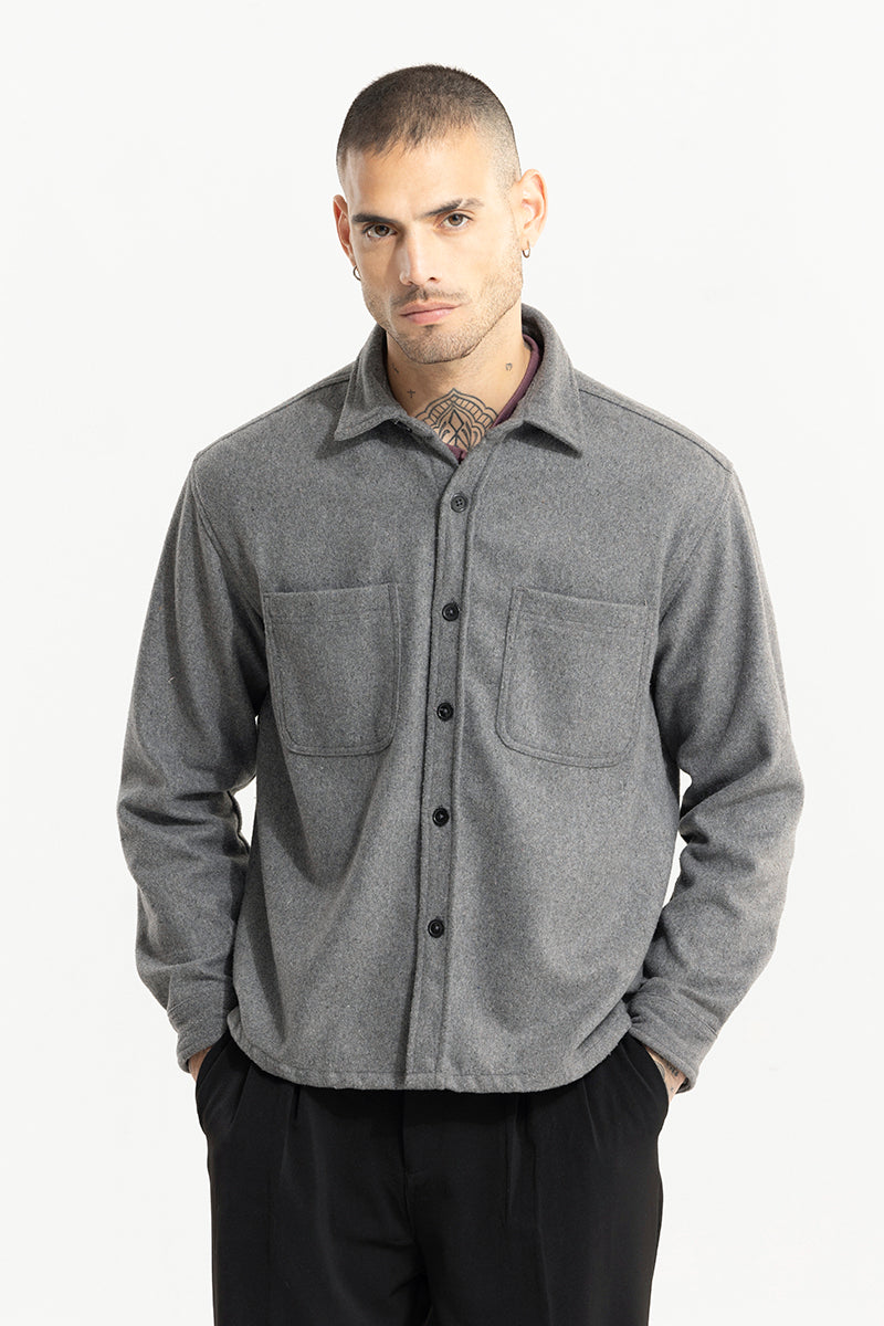 Inferno Ash Grey Wool Overshirt | Relove