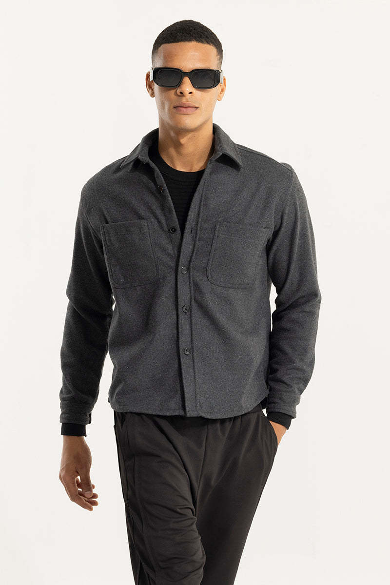 Inferno Anchor Grey Wool Overshirt | Relove