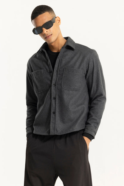 Inferno Anchor Grey Wool Overshirt | Relove