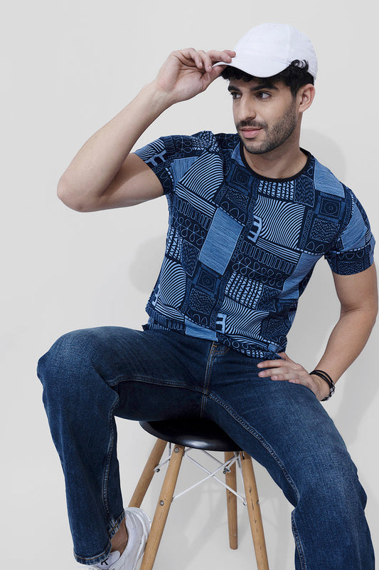 Cross Greek Art Blue T-Shirt | Relove