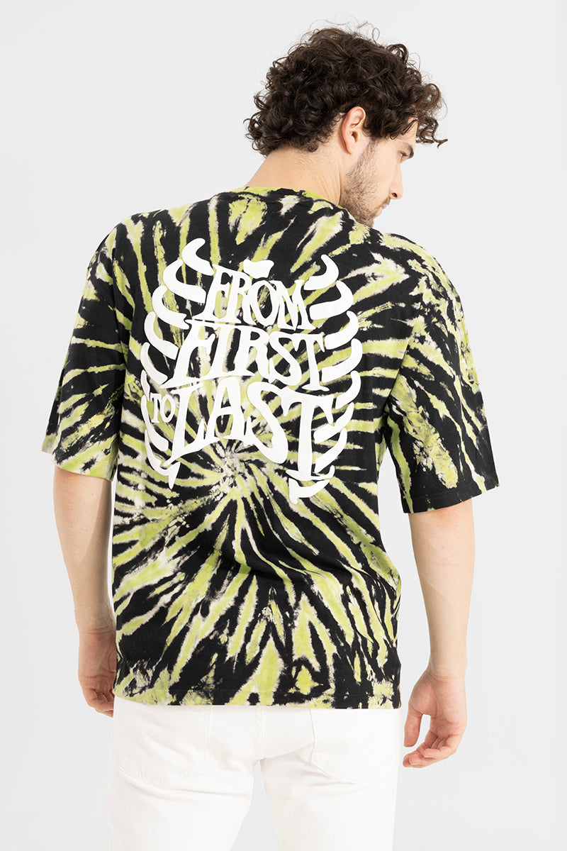 From First to Last Black Tie-Dye Oversized T-Shirt | Relove