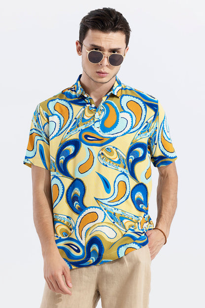 Hypnos Paisley Yellow Polo T-Shirt | Relove