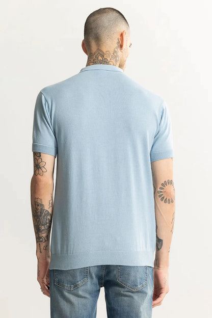 Alpine Knitted Blue Polo T-Shirt | Relove