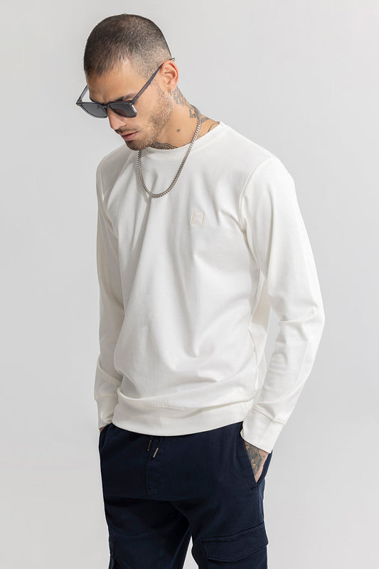 Embroided Logo White Sweatshirt | Relove