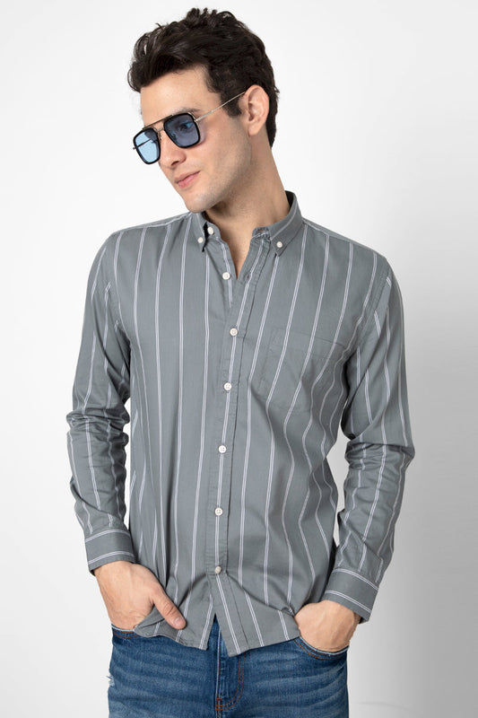 Modern Stripe Grey Shirt - SNITCH