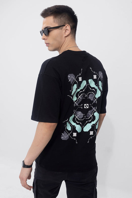 Cyborg Black Oversized T-Shirt | Relove