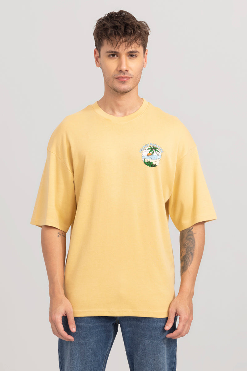 Hidden Paradise Mustard Oversized T-Shirt | Relove