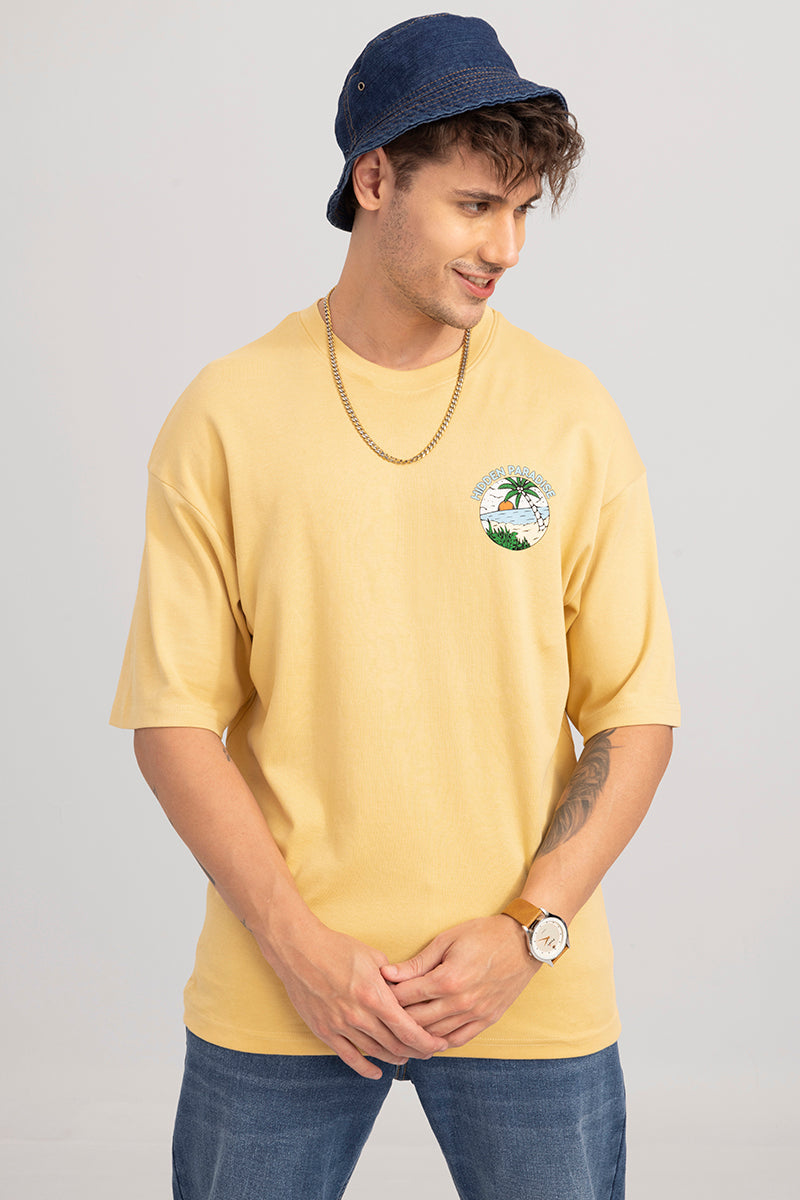 Hidden Paradise Mustard Oversized T-Shirt | Relove