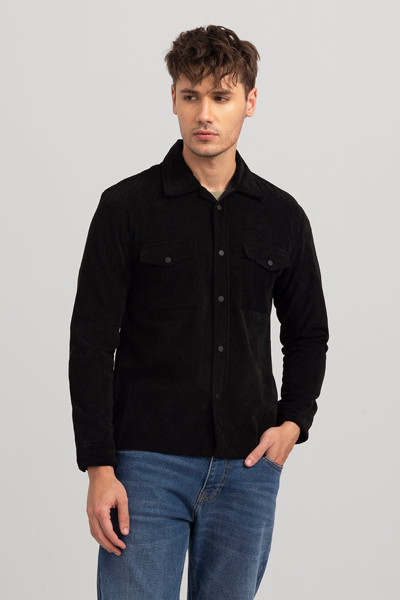 Artic Onyx Black Corduroy Overshirt | Relove