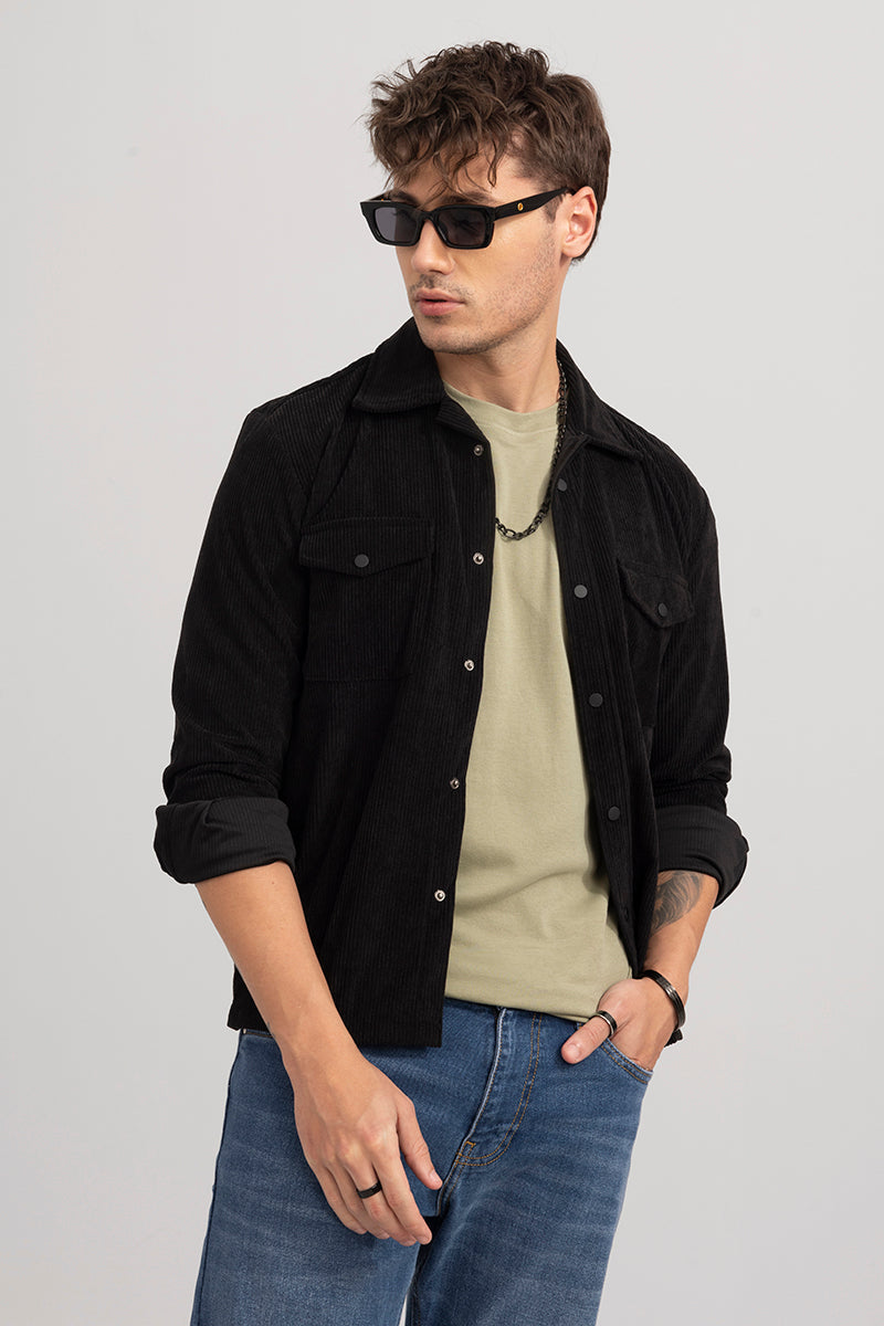 Artic Onyx Black Corduroy Overshirt | Relove