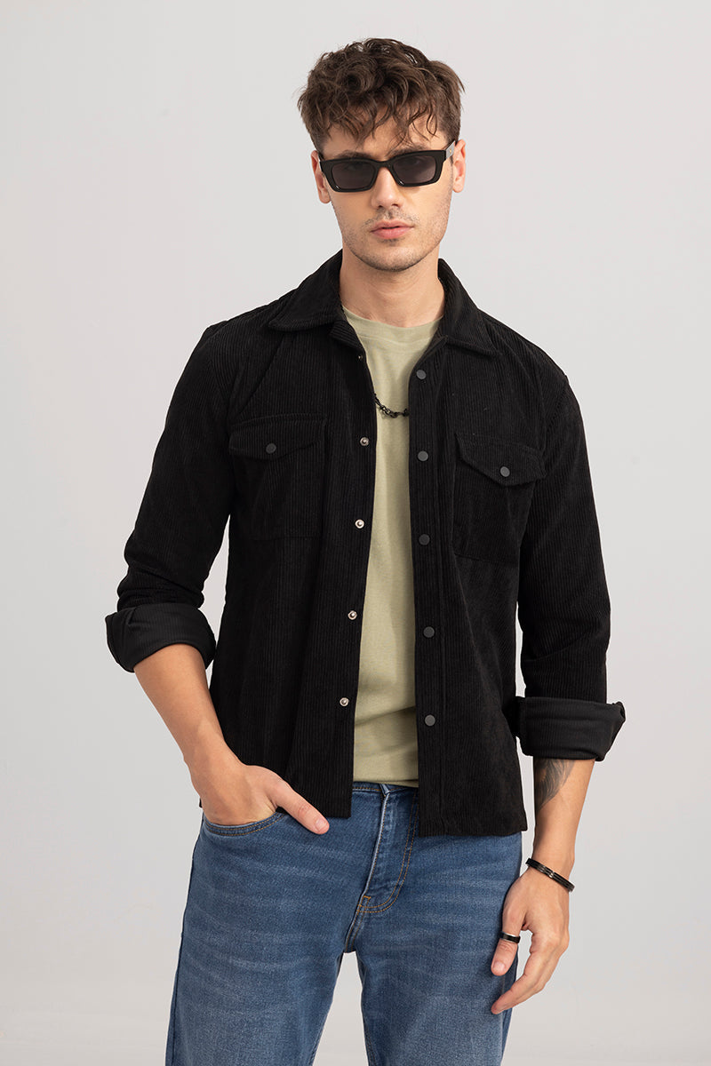 Artic Onyx Black Corduroy Overshirt | Relove