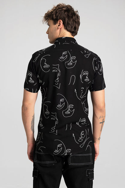 Doodle Face Black Shirt | Relove