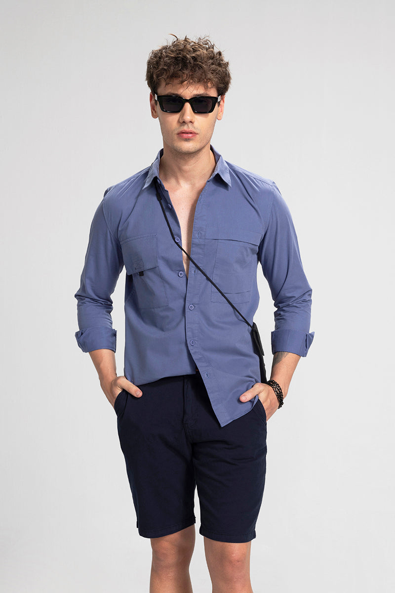 Double Patch Pocket Blue Shirt | Relove