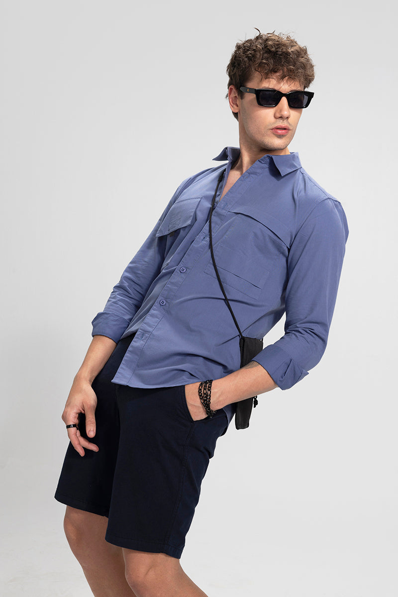 Double Patch Pocket Blue Shirt | Relove