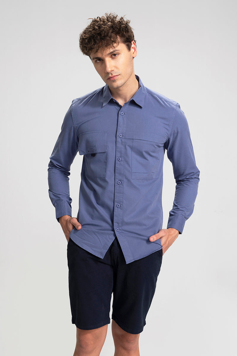 Double Patch Pocket Blue Shirt | Relove