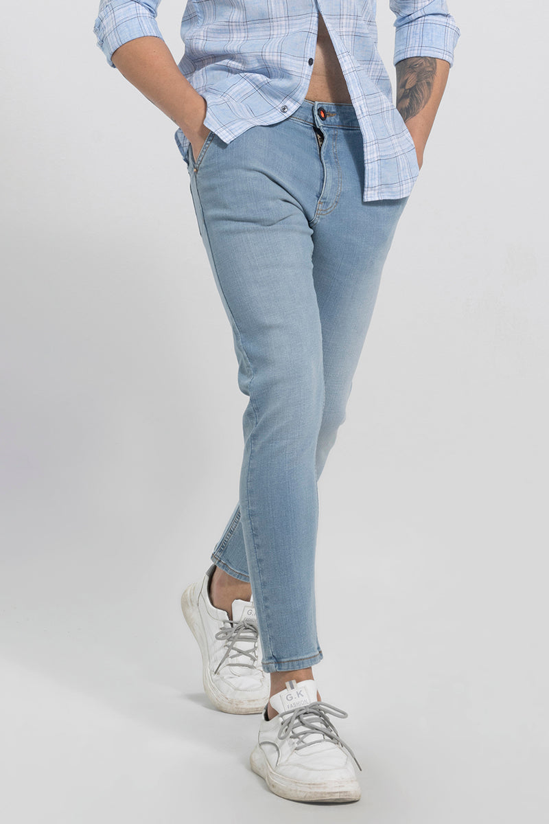 Buy Men's Cerulean Ice Blue Skinny Jeans Online | SNITCH