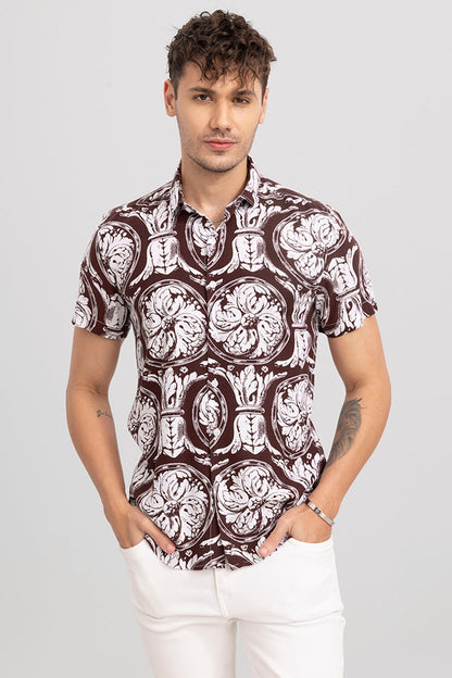 Roman Flower Brown Shirt | Relove