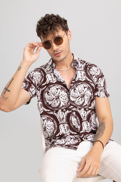 Roman Flower Brown Shirt | Relove