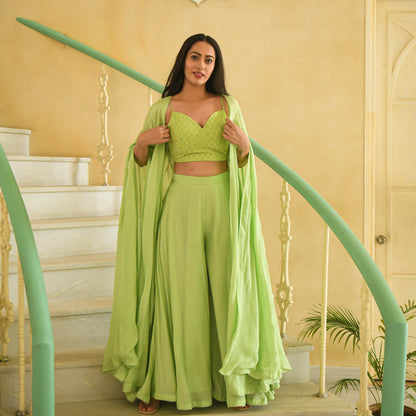 Green Indowestern Set