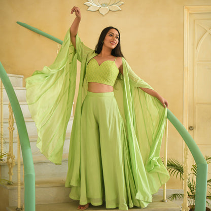 Green Indowestern Set