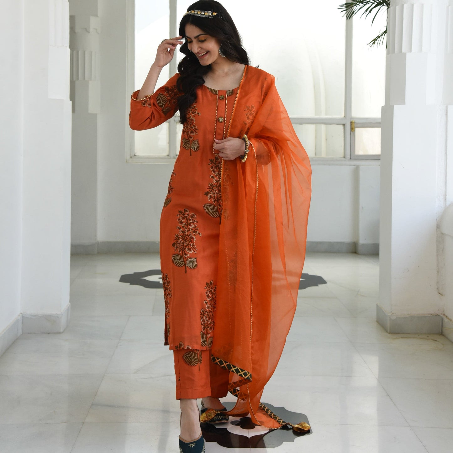 Rust Moonga Silk Suit Set | Relove