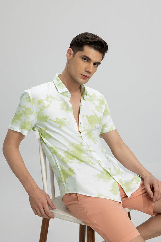 Green Splatter White shirt | Relove