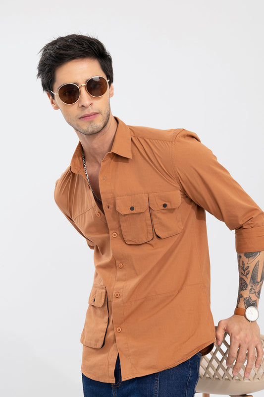 Tri Pocket Brown Shirt | Relove