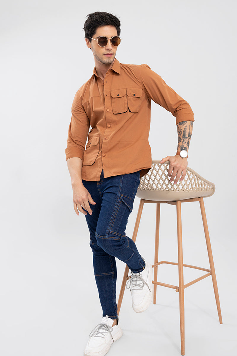 Tri Pocket Brown Shirt | Relove