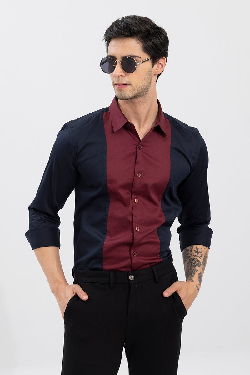 Centro Navy Cut & Sew Shirt | Relove