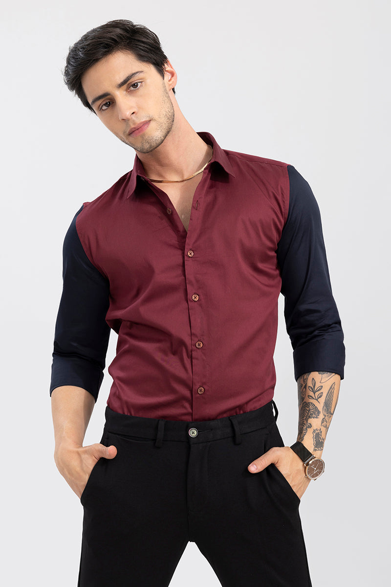 Centifo Maroon Cut & Sew Shirt | Relove