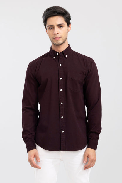 V Pocket Maroon Shirt | Relove