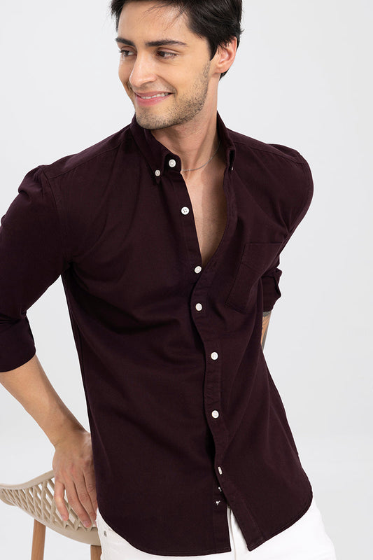 V Pocket Maroon Shirt | Relove