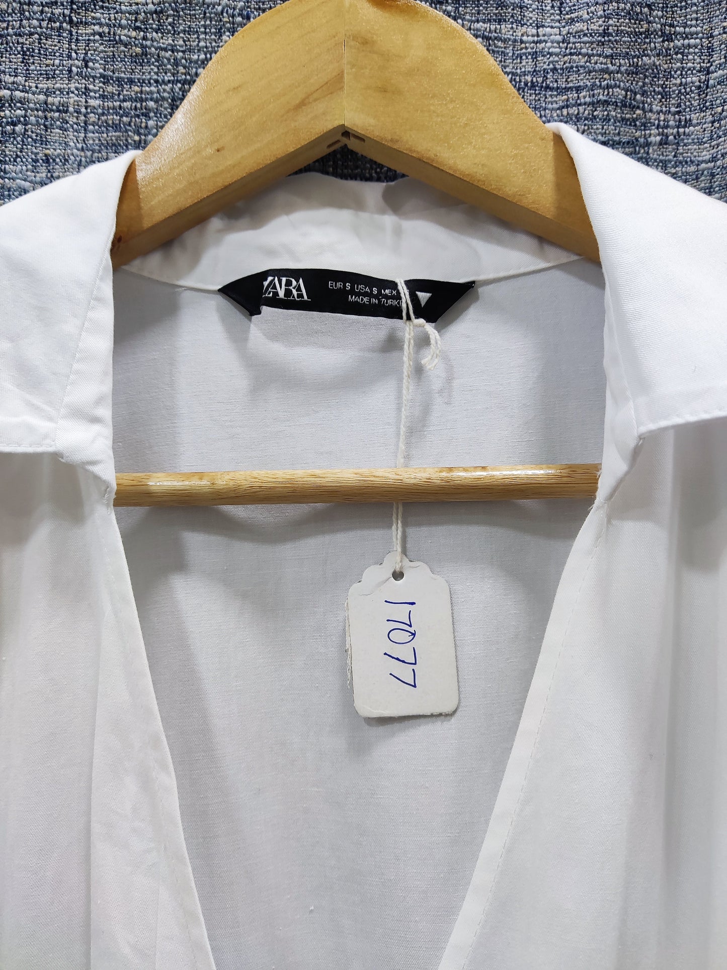 ZARA V-neck Full Sleeves White Dress | Relove