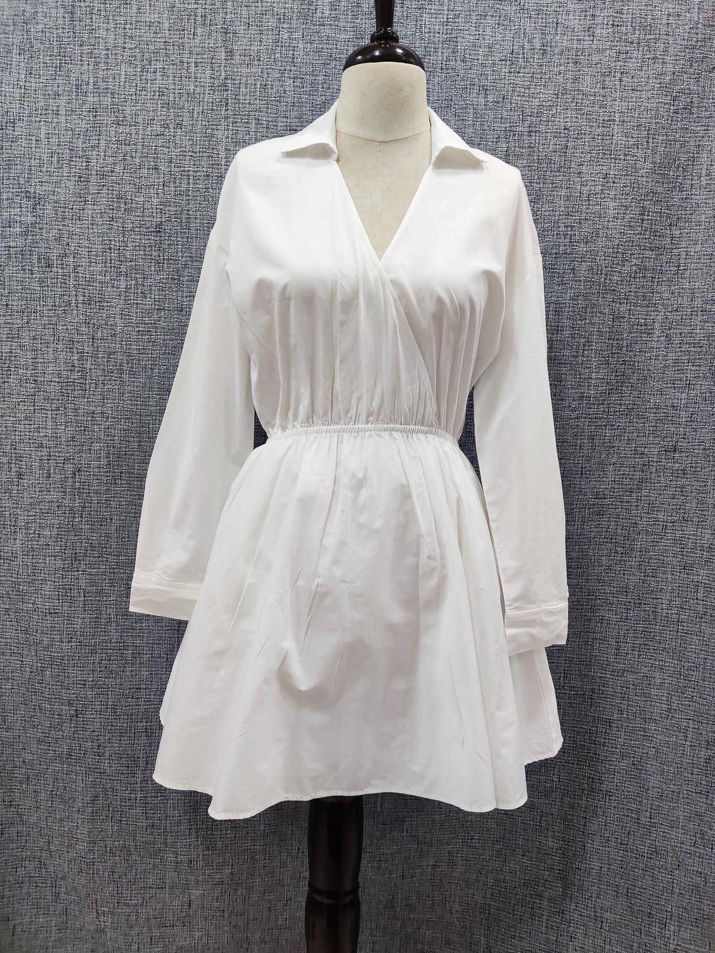 ZARA V-neck Full Sleeves White Dress | Relove