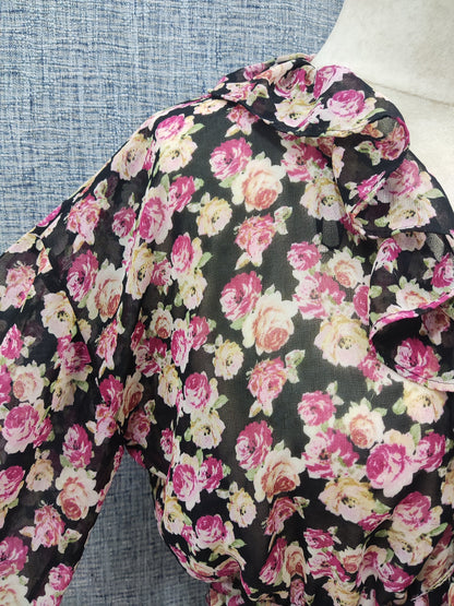 ZARA Floral Print Puff Sleeve Ruffle Crop Top | Relove