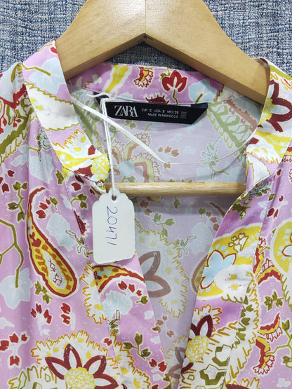 ZARA V-neck Long Printed Tunic Dress with Belt | Relove