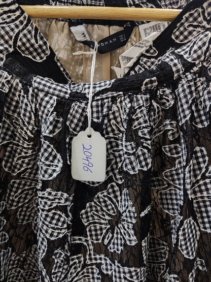 ZARA Black and White Mid Length Floral Flared Skirt | Relove
