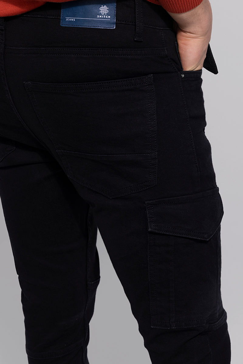 Rugged Black Cargo Jeans | Relove