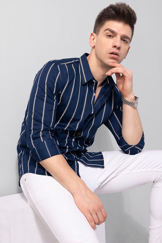 Dual Stripe Navy Shirt | Relove