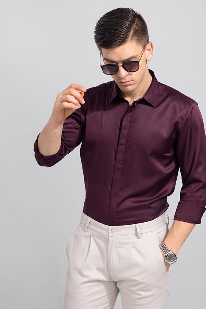 Satiny Maroon Shirt | Relove