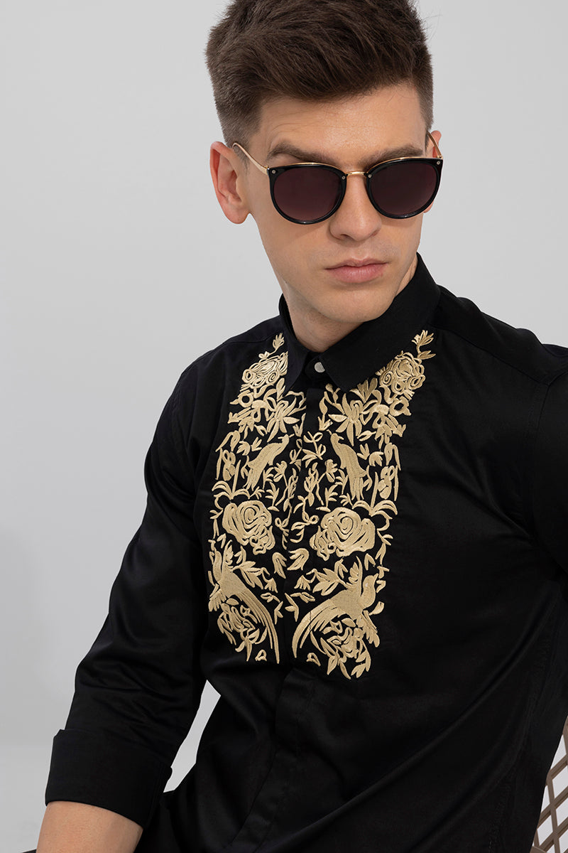 Grandiose Black Embroidery Shirt | Relove