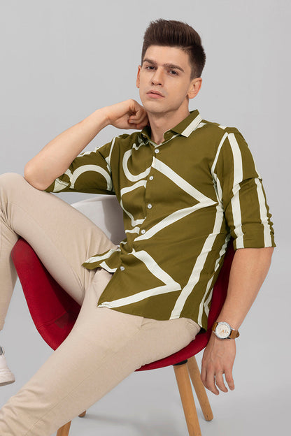 Abstract Circle Olive Shirt | Relove