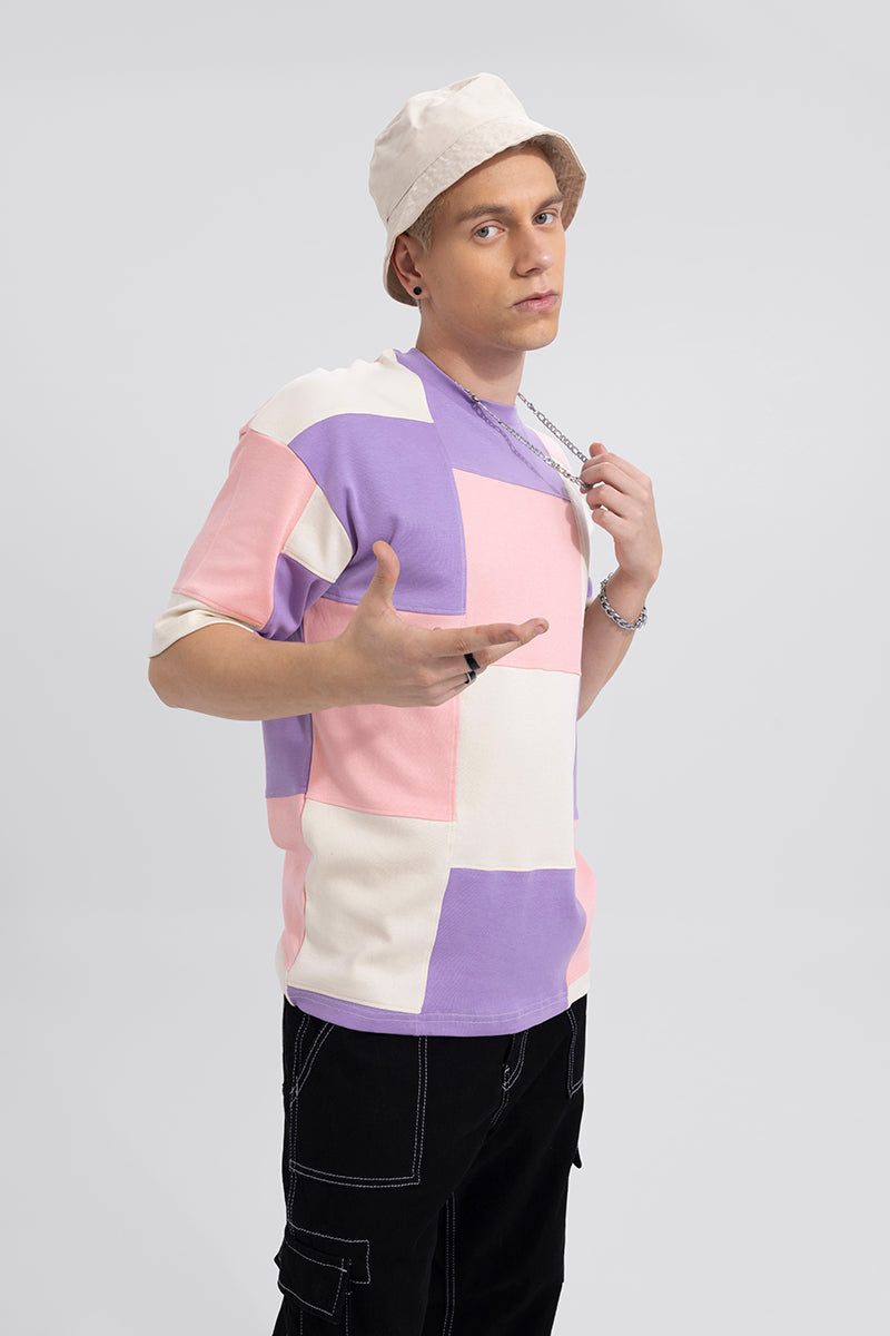 Colour Cut & Sew Pink Oversized T-Shirt | Relove