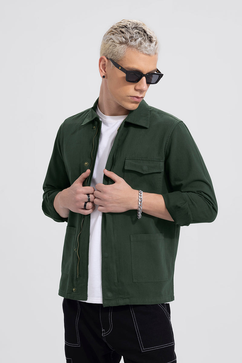 Triple Pocket Dark Green Overshirt | Relove
