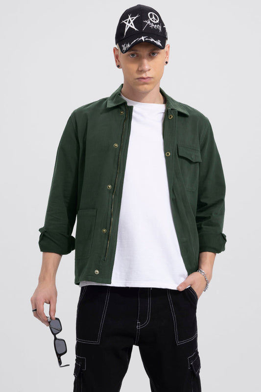 Triple Pocket Dark Green Overshirt | Relove