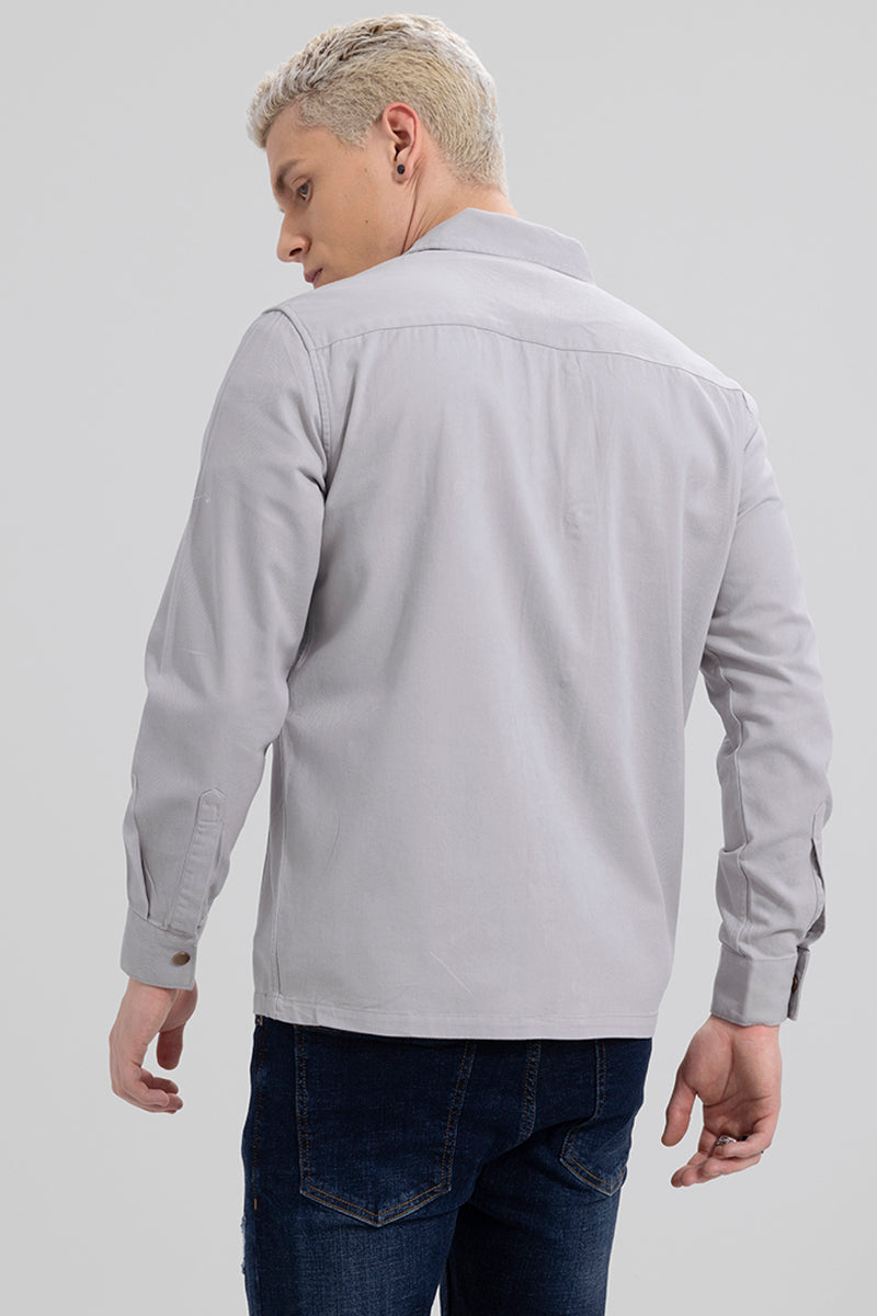 Triple Pocket Pearl Grey Overshirt | Relove