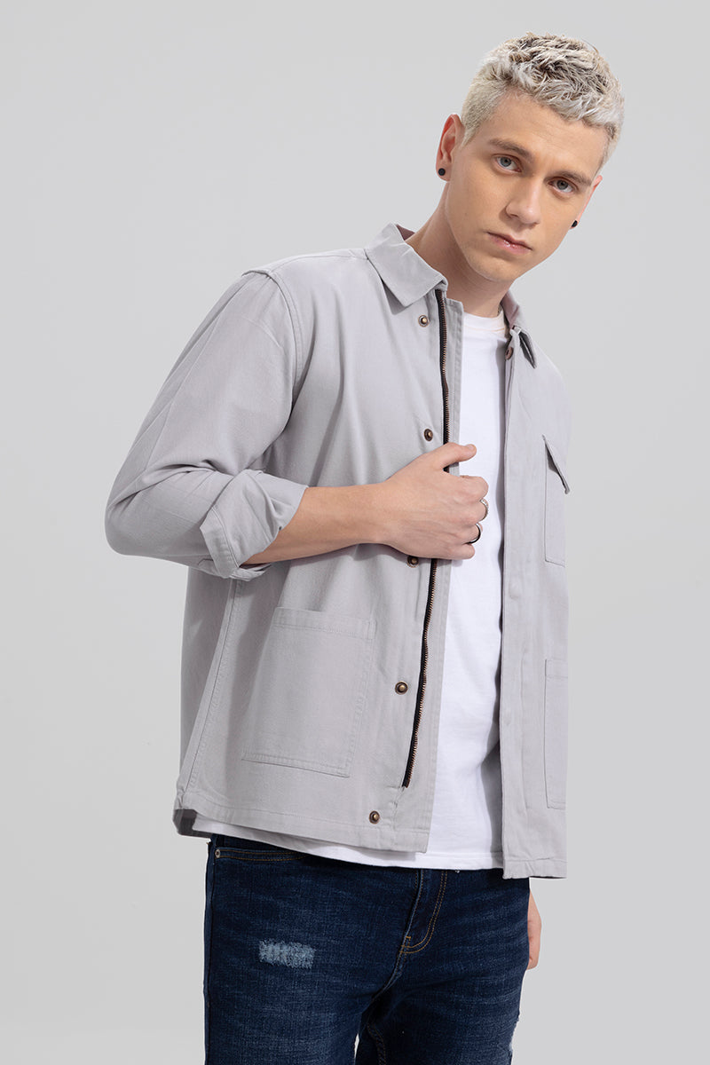 Triple Pocket Pearl Grey Overshirt | Relove