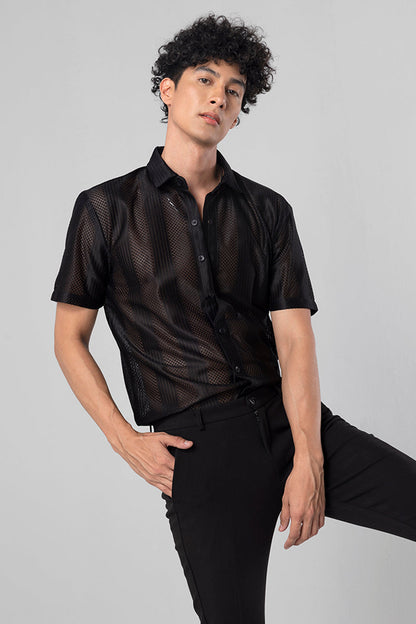 Hawaiian Hakoba Combination Black Shirt | Relove
