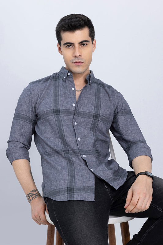 Portrait Grey Checks Shirt | Relove